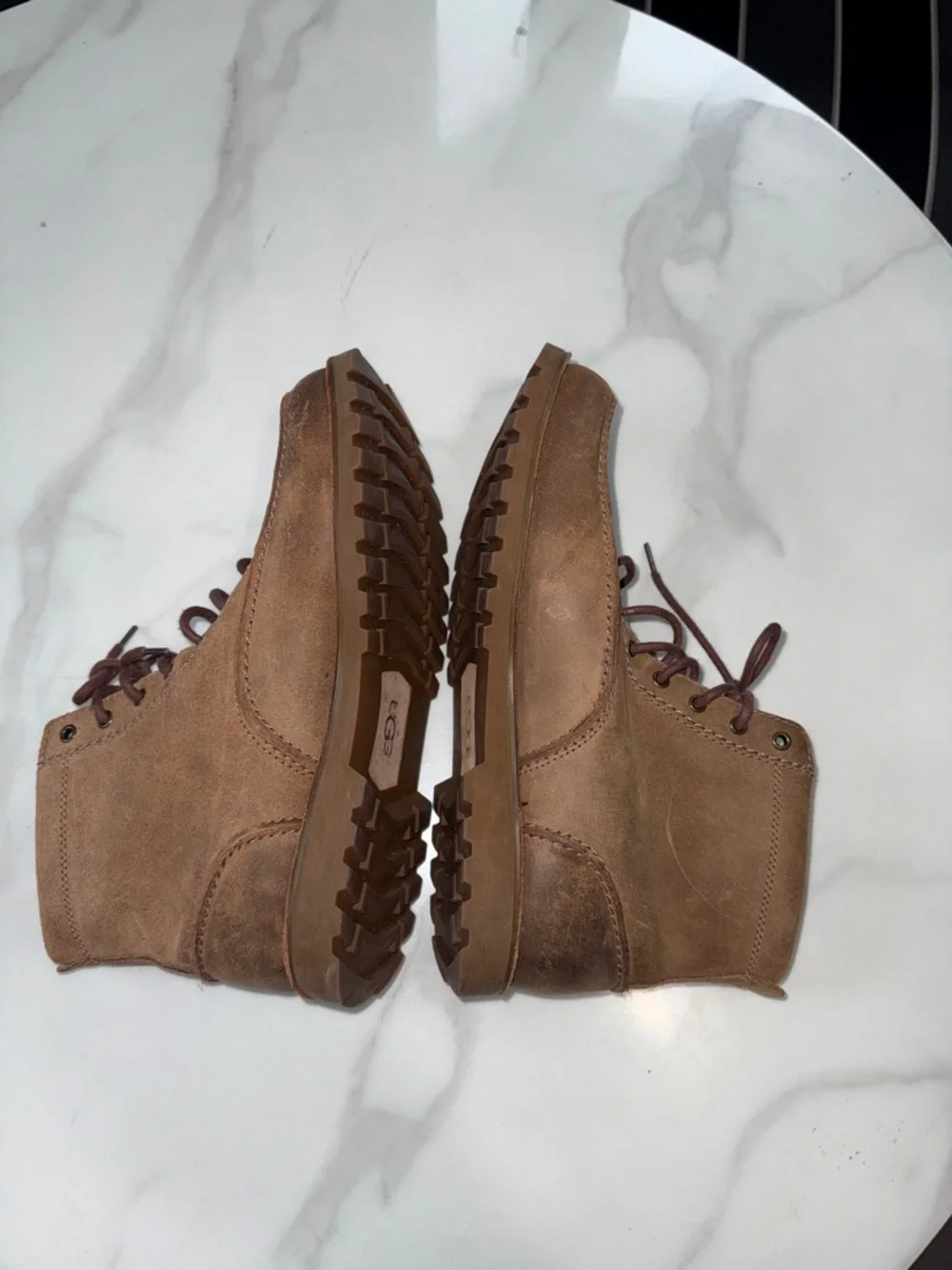 UGG Men's Tan Suede Lace-Up Moc Toe Boots